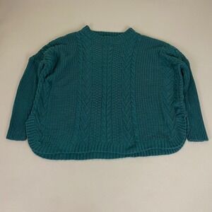 Natural Reflections Cable Fisherman Knit Sweater Women's Medium Forest Green